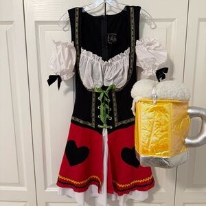 Bavarian Beauty Beer Maid Halloween Costume M/L Cosplay Oktoberfest Dirndl Dress